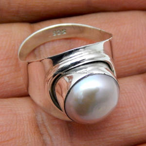 Anillo de perlas de agua dulce de Plata de Ley 925, cóctel, boda o compromiso, regalo de joyería para mujer - Product Image 1