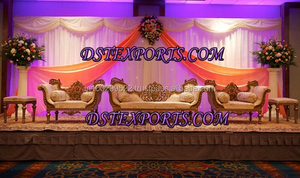 Nawab Walima Stage Furniture New Design <b>Gold</b> Plated Furniture Muslim Wedding Stage Furniture - Product Image 4