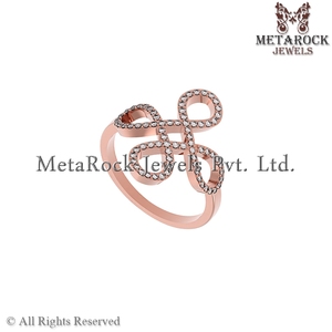 เพชรธรรมชาติPave Designerแหวน14K Rose Gold Handmadeเครื่องประดับสินค้าใหม่ - Product Image 2