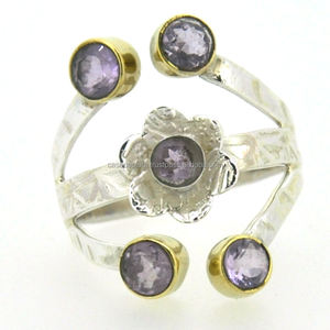 แหวนพลอยอเมทิสต์แหวนเงินสเตอร์ลิง925พร้อมตัวเรือนชุบเงินแหวนแฟชั่นคลาสสิกสำหรับเป็นของขวัญแต่งงาน - Product Image 1
