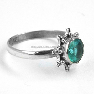 แหวนดีไซเนอร์เงินสเตอร์ลิง925เครื่องประดับสไตล์คลาสสิกทำด้วยมือด้วยพลอยบุษราคัมสีฟ้า - Product Image 2