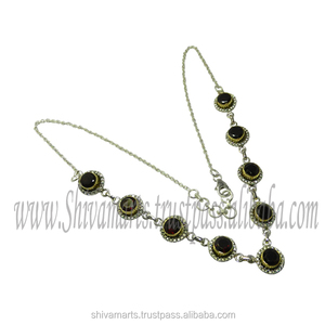 Collier en argent sterling 925 Offre Spéciale avec grenat CZ pierre précieuse beaux bijoux en argent fantaisie pour les mariages Type de chaîne de brin - Product Image 2