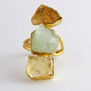 Anillo de plata de primera ley y citrino para mujer, sortija, plata esterlina 925, Amarillo, Azul, aguamarina, 925 - Product Image 2