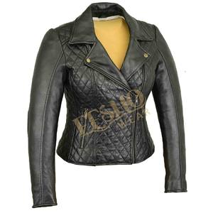 Veste matelassée classique en peau de mouton pour femmes en cuir véritable élégante coupe ajustée vêtements d'extérieur d'hiver confortables durables et respirants - Product Image 3