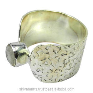 Anillo de Plata de Ley 925 con piedra lunar arcoíris Eternity Vermeil al por mayor, joyería elegante hecha a mano para regalos de boda y fiesta - Product Image 2