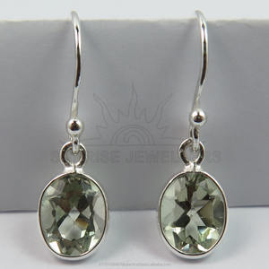 Natural <b>Green</b> Amethyst Prasiolite Quartz Faceted Gemstone Trendy Chandelier <b>Earrings</b> for Women Girls 925 Sterling Silver Party 1 - Product Image 1