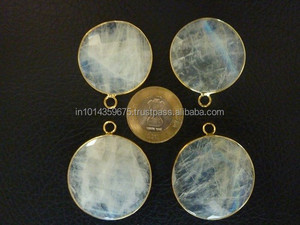 Rainbow <b>Moonstones</b> Bezels 20-35 MM Rhodium Gold Plated Sterling Silver Connectors Fashion Jewelry for Party Occasions-Wholesale - Product Image 5