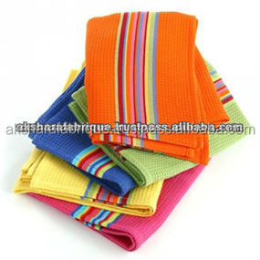 <b>Waffle</b> Cotton Dish <b>Towels</b> Decorative Printed Pure Cotton Bulk Wholesale OEM ODM Kitchen <b>Towel</b> Export India - Product Image 2