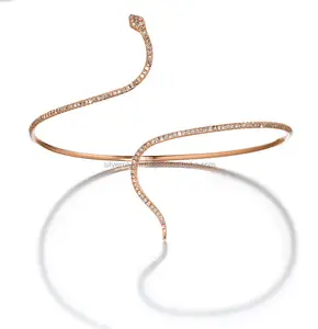 18K Massif Or Rose Diamant Naturel Simple Rangée Serpent Wrap Bracelet Or Diamant Bracelet Bijoux Fabricant - Product Image 1