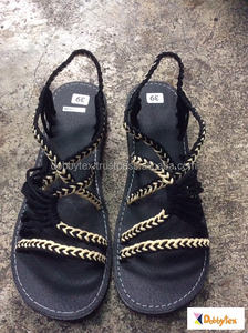 Dobby — sandales crème noire pour femmes, chaussures avec corde, torsadé, noir, pour l'été, africaines - Product Image 1