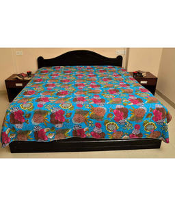 Edredón Kantha con estampado de frutas indias Funda de cama Kantha tropical - Product Image 3