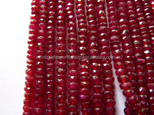 Cuentas de rubí rojo 6mm Cuentas de hilo de piedras preciosas facetadas sueltas naturales - Product Image 2