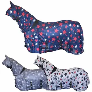 Shemax Beste Op Paard Ster Print Combo Fly Tapijt Volledige Neck Gezicht Oren Bug Bescherming Vel