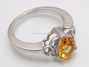 แหวนแต่งงานทรงหยดน้ำประดับพลอยซิทรินควอตซ์คลาสสิกบนตัวเรือนเงินแท้ 925 สำหรับผู้หญิง - Product Image 3