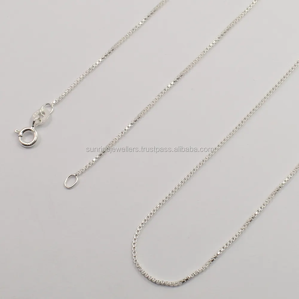 0.90mm 1mm 2mm Box Chain Direct Factory Wholesale 925 Sterling Silver kette Necklace 16 "18" 20 "22" 24 "26" 28 "30"