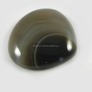 พลอยออนิกซ์สีดำธรรมชาติแบบมีแถบ ขนาด 21*22 มม. รูปหัวใจ สำหรับทำเครื่องประดับ - Product Image 1