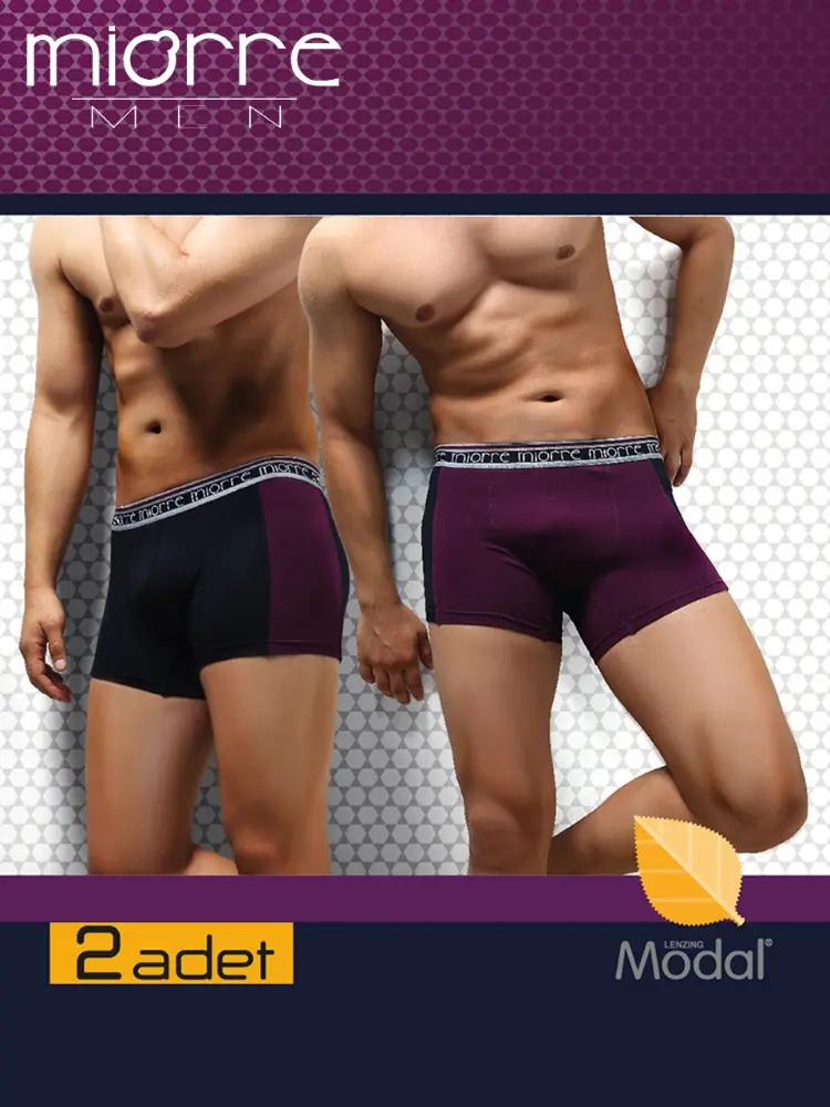 Miorre erkek Modal kumaş düz Boxer kısa 2 paket ve 2 farklı renkler