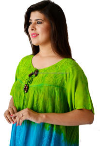 Conjunto de Kaftán de Encaje Lavable Ecológico Azul y Verde, Último Diseño en Tendencia, Ropa de Playa para Mujer - Product Image 6