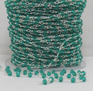 Quartz vert plaqué argent pierre naturelle pierre précieuse fil enroulé couches à la main pièce charme taille chaîne - Product Image 2