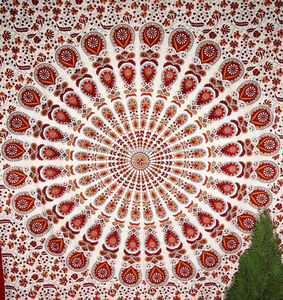 ผ้าห่มชายหาดนกยูงแบบแขวนผนังลายศิลปะฮิปปี้สไตล์โบฮีเมียนสำหรับปิกนิกสำหรับวัฒนธรรมฮิปปี้ - Product Image 3