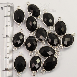Conectores de Piedras Preciosas de Ónice Negro Natural, Plata de Ley 925, Acabado Pulido, 6.6g, Accesorios de Joyería al por Mayor - Product Image 3