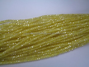 Perles en pierre à facettes en zircon citron naturel 3mm Strand Rondelle Beads - Product Image 3