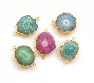 ธรรมชาติพลังงานแสงอาทิตย์ควอตซ์อาเกตชิ้นหลายอัญมณีค้นหาเครื่องประดับทําทองชุบ Charm BEZEL เชื่อมต่อ Link - Product Image 1