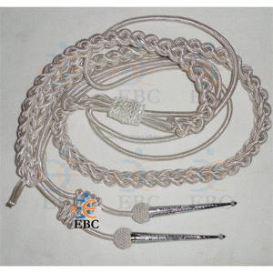 Aiguillette de cordón cruzado de plata y azul con placas de hombro Par de alambre Dorado de la mejor calidad Aiguillettes de plata y azul de Omán - Product Image 5