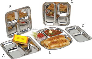 Plato de cena dividido redondo ecológico de acero inoxidable con 4 secciones Contacto con alimentos Pedido mínimo seguro 100 piezas - Product Image 3