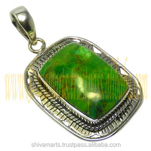 Venta directa de fábrica, último diseño Vintage, colgante de piedras preciosas turquesas de plata, Nueva joyería fina de moda con chapado en rodio - Product Image 2