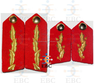 OEM Gorget General Col Officers Service Dress Gold on <b>Red</b> Blazer Custom Uniform Collar Rank High Quality Gorget Patch - Product Image 2