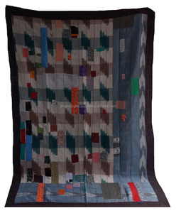 Vintage Hand Embroidered Kantha Quilt Vintage Reversible Kantha <b>Blanket</b> - Product Image 1