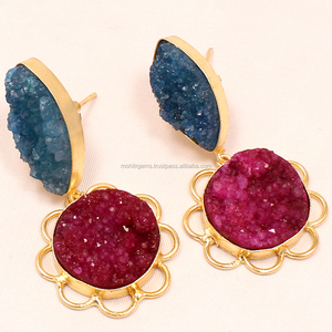 22 Carat Gold Plating Vintage <b>Statement</b> Earrings Beautiful Marquise Sugar Agate Stainless Steel Brass Pearl Diamond Elegant - Product Image 1