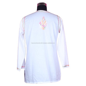 DR151 Indian Cotton Chicken Embroidered Girls Designer <b>Chikankari</b> Kurti Tunic Shirt - Product Image 2