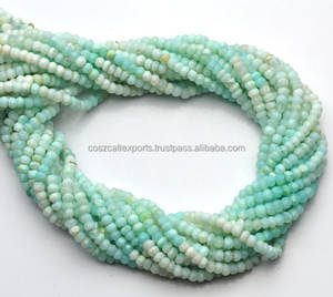 Pierres Précieuses naturelles Péruvienne Ombragé Bleu Opale Facettées 3.5MM Rondelle Perles 13 "Fil Plein Israélien Machine Coupe Perles Super - Product Image 4