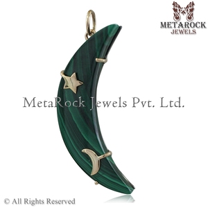 สีเหลืองทองพลอยเงินสเตอร์ลิง925ดาวดวงจันทร์จี้เครื่องประดับที่ทำด้วยมือการออกแบบ - Product Image 3