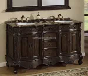 Armoire de lavabo en granit avec évier simple de 48 pouces, meubles de salle de bains, armoire de lavabo de luxe