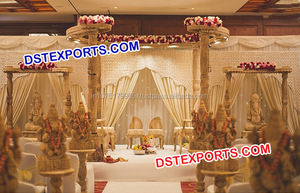 Mandaps de mariage indiens sculptés en bois, ensemble de mandaps sculptés à la main, différents modèles de mandaps en bois pour les mariages aux États-Unis et en Australie - Product Image 3