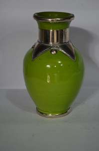 Moroccan <b>Handmade</b> Glazed Earthenware Enamel Vases Nickel Silver Slender Home Decoration Beautiful Gift Decorative Wholesale - Product Image 2