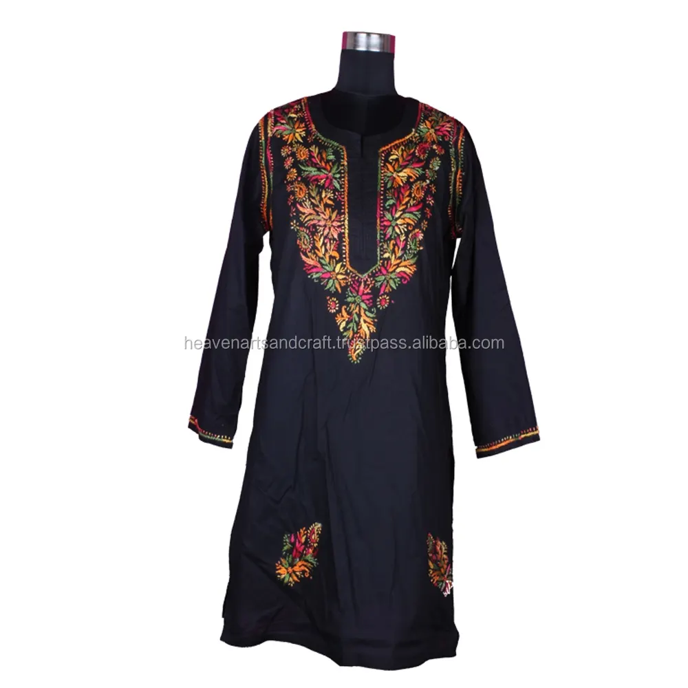 DRL008Chicken Thêu Dài Kurta Áo Dài Bằng Vải Cotton Ấn Độ Áo Hoa Kỳ Nghỉ Kích Thước S, M, L, XL, XXL