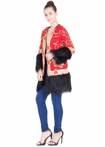 Ethnic Banjara Hand Embroidery Women Long Bomber <b>Jacket</b> Breathable Eco Friendly Winter Wear - Product Image 4