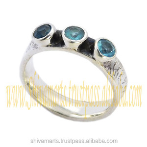 แหวนเงินแท้925สเตอริงสีฟ้าบุษราคัมแหวนพลอยตลอดไปตลอดไปแหวนเงินแฮนด์เมดสำหรับเป็นของขวัญสำหรับทุกเพศ - Product Image 2