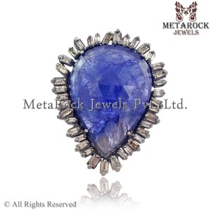 แฮนด์เมด Tanzanite เพชรบาแกต925สเตอร์ลิงเครื่องประดับอัญมณีออกแบบสำหรับของขวัญ - Product Image 2