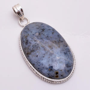 จี้พลอยเงิน 925 แข็ง, จี้พลอยมอสดินดรายท์ธรรมชาติ, ผู้ส่งออกเครื่องประดับพลอยเงินแฮนด์เมด - Product Image 1