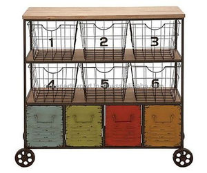 Carrito Industrial Vintage de Hierro con 4 Cajones, Pintado a Mano, Ecológico, de Gran Capacidad, Estilo Antiguo para Sala de Estar u Hospital - Product Image 1