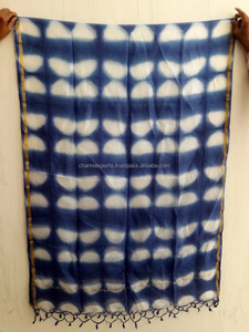 Beautiful Indigo Blue Hand Tie Dye Cotton Silk <b>Scarf</b> With Tassel <b>for</b> <b>Women</b> Clothing, Bohemian Silk <b>Scarves</b> <b>for</b> Casual Party Wear - Product Image 2