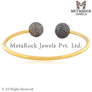 Brazalete de Plata de Ley 925 con diamantes blancos y negros para mujer, pulsera de oro amarillo de 14k, joyería chapada para regalo - Product Image 4