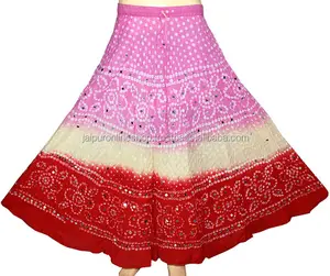 Rajasthani Bandhej Conception Filles Indien Coton Jupe Longue