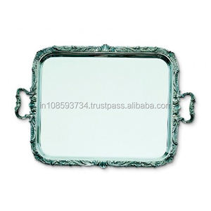 Plateau de service en métal vaisselle centres de table plateau décoratif Antique Vintage métal laiton plateau de service alimentaire décor de ferme - Product Image 1