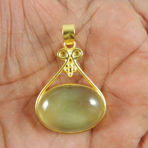 Colgante de Cuarzo Limón - Colgante con Bisel de Piedra Preciosa - Joyería de Moda Chapada en Oro de 18k - Product Image 3